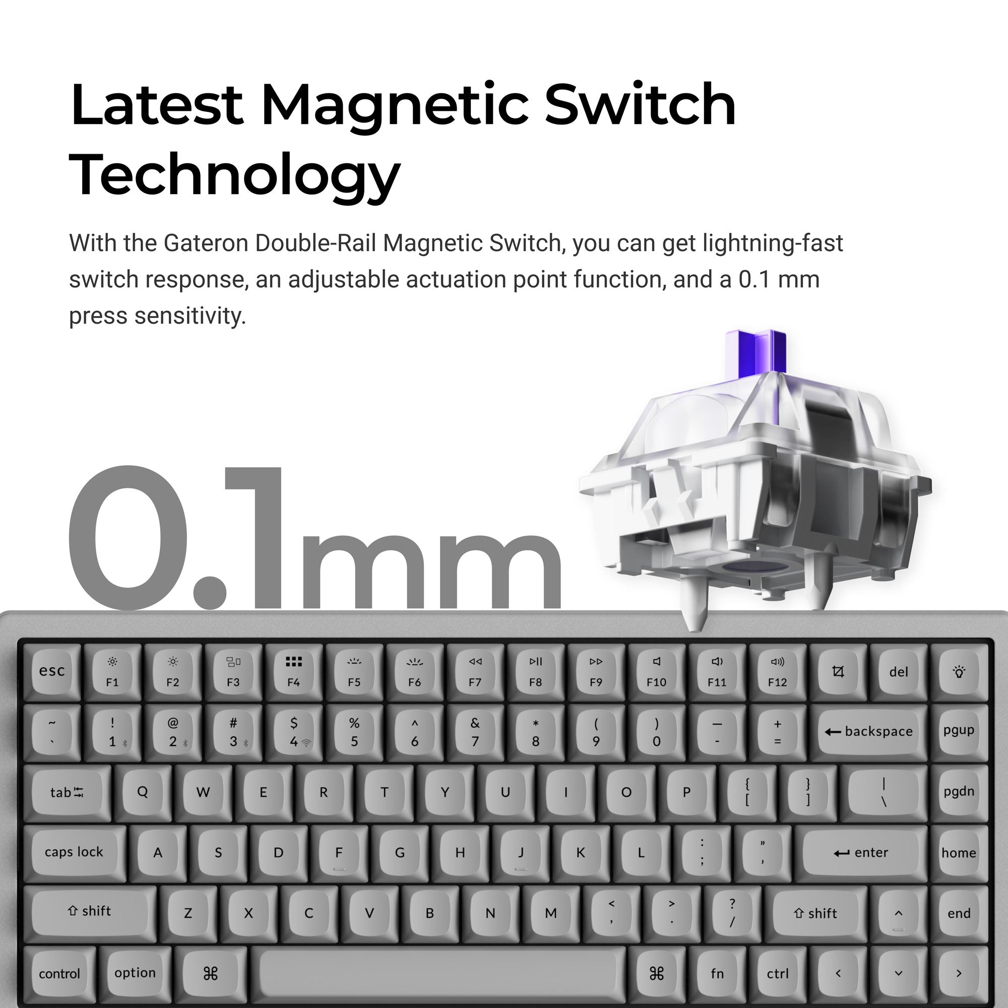 Keychron K2 HE Wireless Magnetic Switch Custom Keyboard - Concrete Edition 2