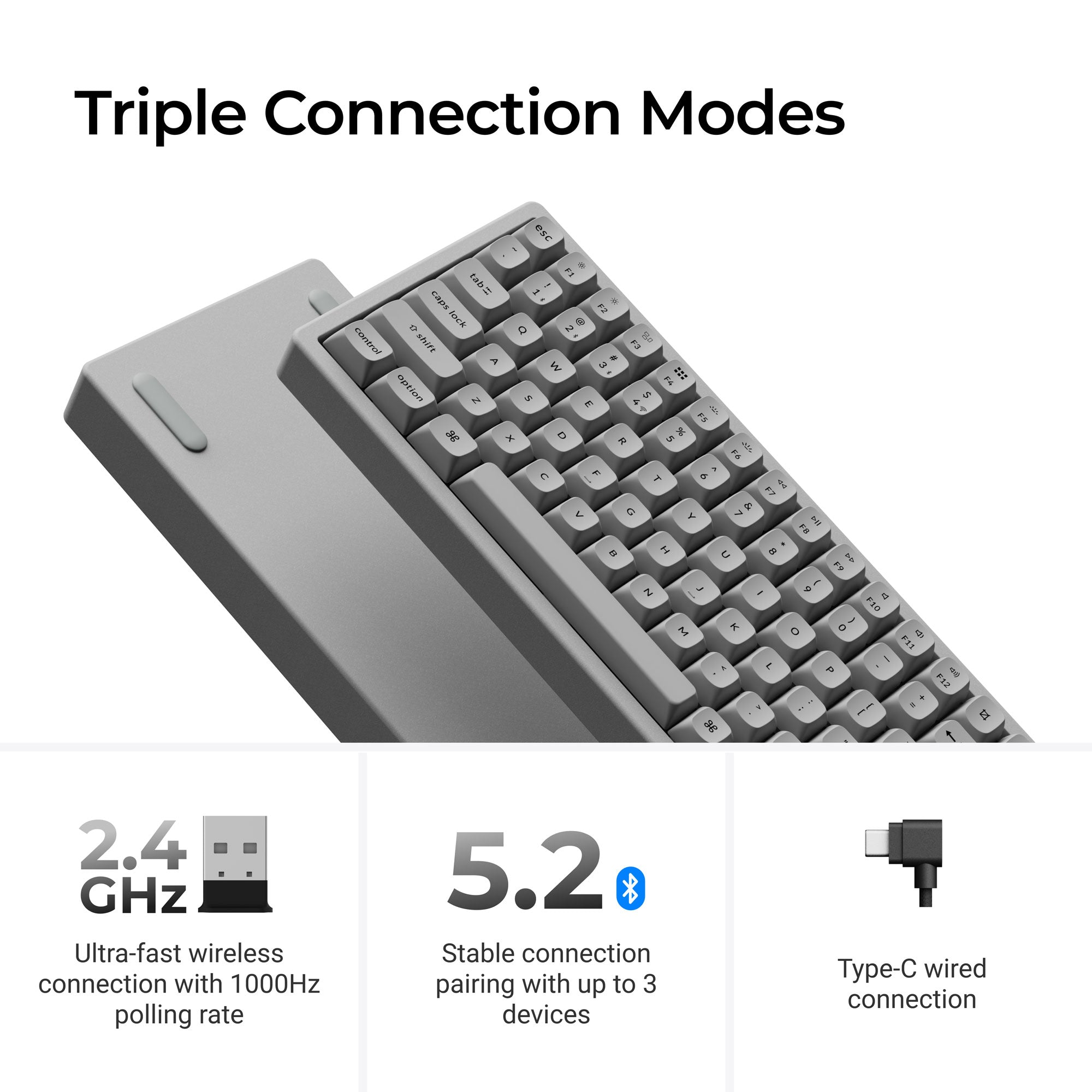 Keychron K2 HE Wireless Magnetic Switch Custom Keyboard - Concrete Edition 4